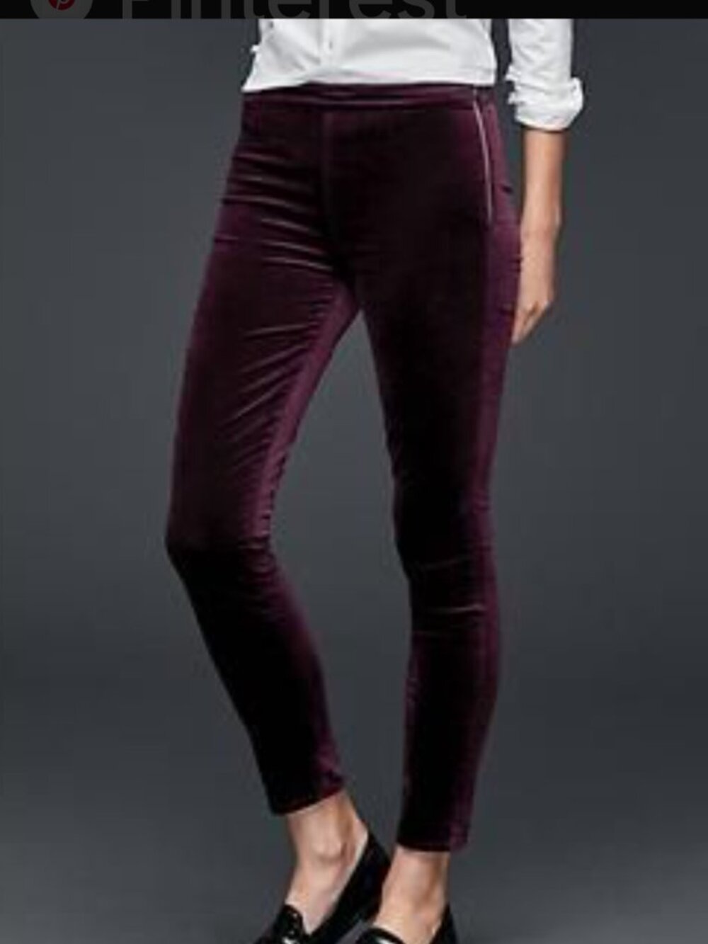 GAP Burgundy Velvet Side Zip Leggings Size 26R